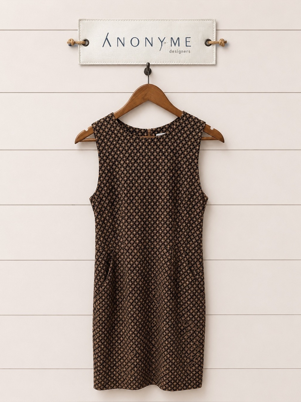 ANONYME navy & brown patterned dress size S